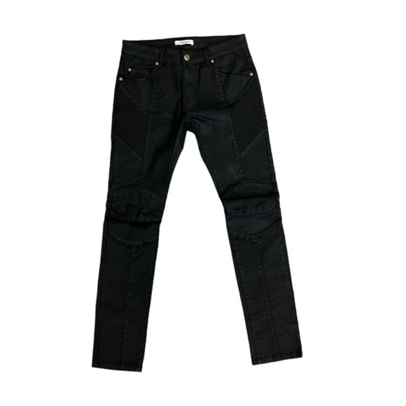 Pierre Balmain Black Coated Moto Jeans - Picture 4 of 7